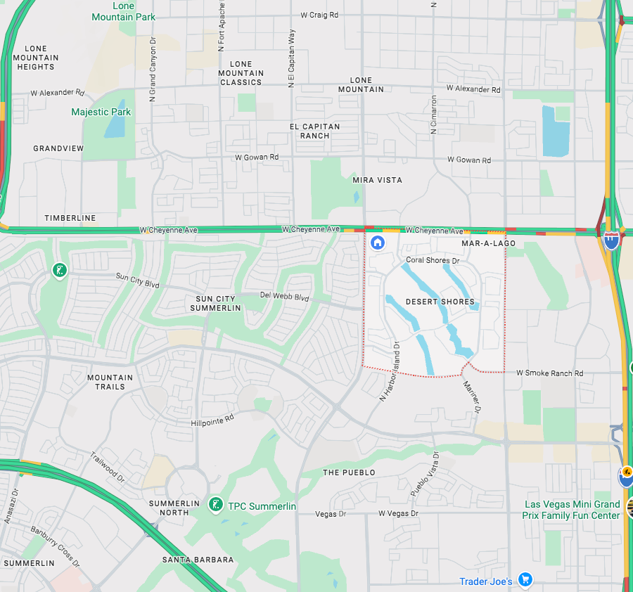 Map showing the Happy Dogs LV Pet Care service area in northwest Las Vegas